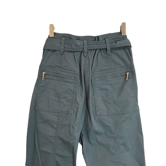 ANTHROPOLOGIE Ellie Belted Utility Pants Embroidered Blue Size 4 - Picture 9 of 16